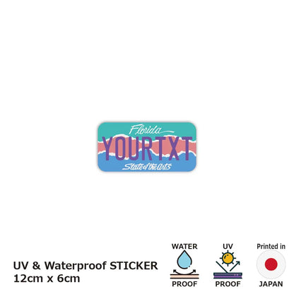 【ステッカー】フロリダ・アート/オリジナルアメリカナンバープレート型・耐水・耐候・屋外OK PL8HERO