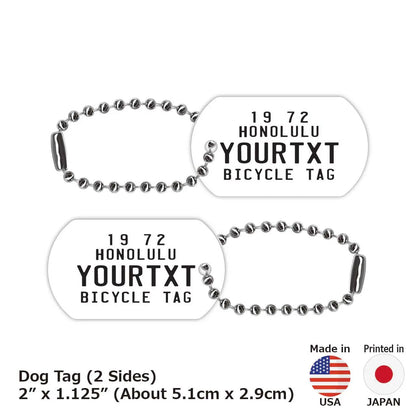 【ドッグタグ】ハワイ自転車タグ・ホワイト/オリジナルアメリカナンバープレート型 キーホルダー PL8HERO