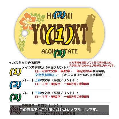【ドッグタグ】ハワイ・フラガール/オリジナルアメリカナンバープレート型 キーホルダー PL8HERO