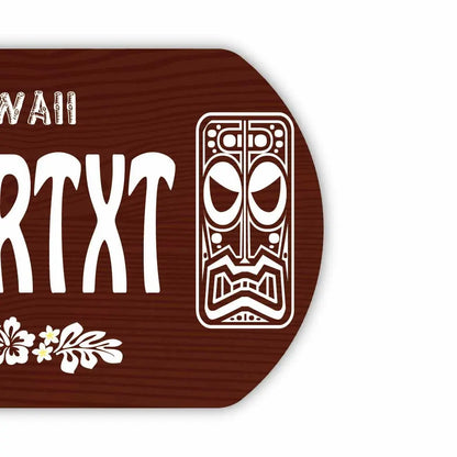 【ドッグタグ】ハワイ・ティキ木目/オリジナルアメリカナンバープレート型 キーホルダー PL8HERO