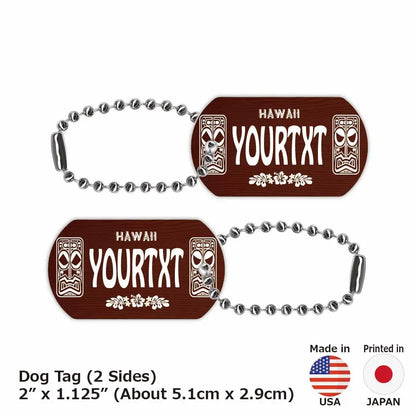 【ドッグタグ】ハワイ・ティキ木目/オリジナルアメリカナンバープレート型 キーホルダー PL8HERO