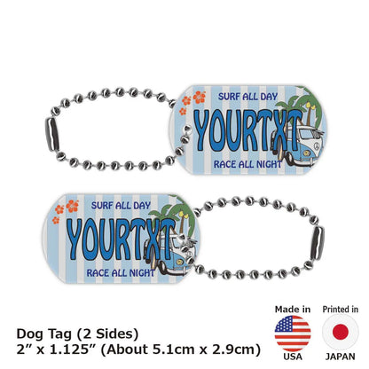 【ドッグタグ】ワーゲンバス・ブルー/オリジナルアメリカナンバープレート型 キーホルダー PL8HERO