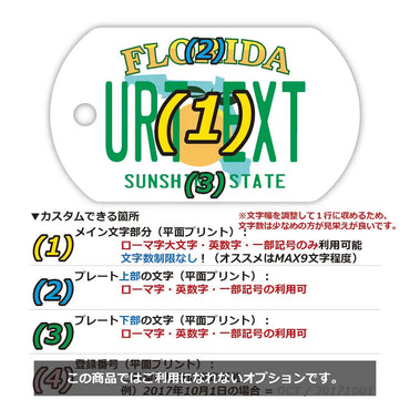 【犬用迷子札・ドッグタグ】フロリダ/オリジナルアメリカナンバープレート型 名入れキーホルダー