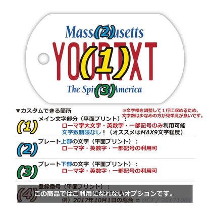 【ドッグタグ】マサチューセッツ/オリジナルアメリカナンバープレート型 キーホルダー PL8HERO