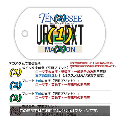 【ドッグタグ】テネシー/オリジナルアメリカナンバープレート型 キーホルダー PL8HERO