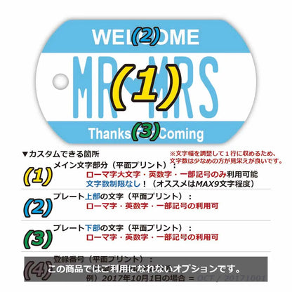 【ドッグタグ】カラー・ブルー/オリジナルアメリカナンバープレート型 キーホルダー PL8HERO