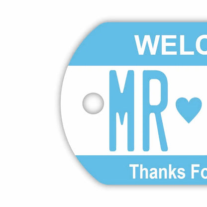 【ドッグタグ】カラー・ブルー/オリジナルアメリカナンバープレート型 キーホルダー PL8HERO