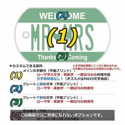 【ドッグタグ】カラー・グリーン/オリジナルアメリカナンバープレート型 キーホルダー PL8HERO