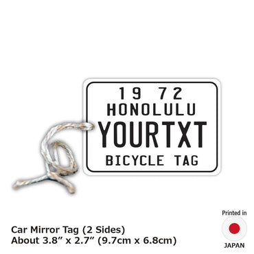 [Mirror Tag] Hawaii Bicycle Tag White / Original American License Plate Type Air Freshener