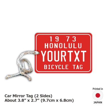 [Mirror Tag] Hawaii Bicycle Tag Red / Original American License Plate Type Air Freshener