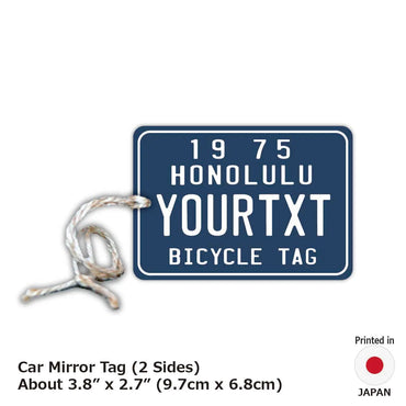 [Mirror Tag] Hawaii Bicycle Tag Blue / Original American License Plate Type Air Freshener