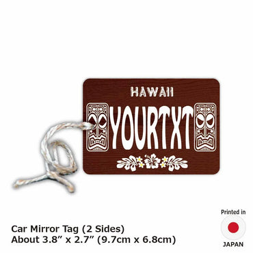 [Mirror Tag] Hawaii Tiki Wood Grain / Original American License Plate Type Air Freshener