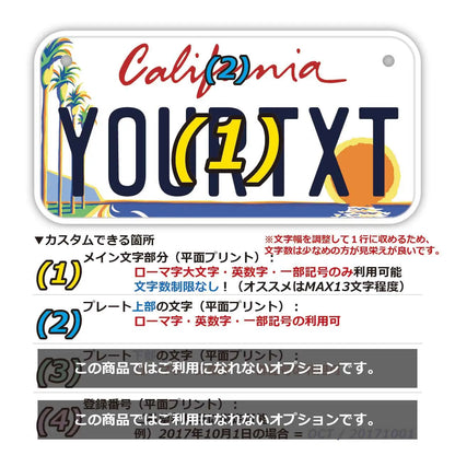 【小・自転車用】カリフォルニア・ヤシの木/オリジナルアメリカナンバープレート PL8HERO