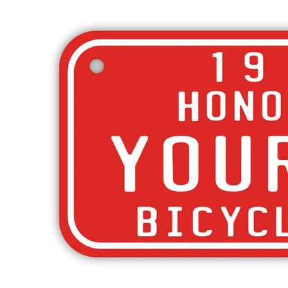 【小・自転車用】ハワイ自転車タグ・レッド/オリジナルアメリカナンバープレート PL8HERO