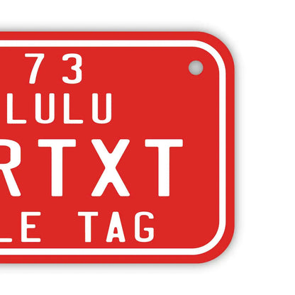 【小・自転車用】ハワイ自転車タグ・レッド/オリジナルアメリカナンバープレート PL8HERO