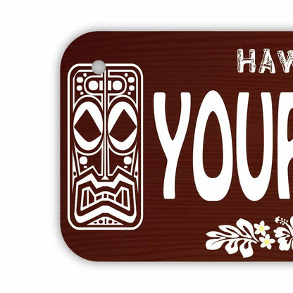 【小・自転車用】ハワイ・ティキ木目/オリジナルアメリカナンバープレート PL8HERO