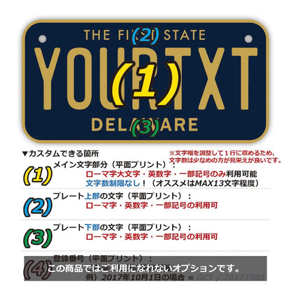 【小・自転車用】デラウェア/オリジナルアメリカナンバープレート PL8HERO