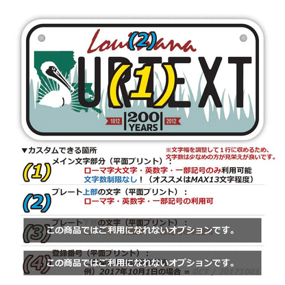 【小・自転車用】ルイジアナ/オリジナルアメリカナンバープレート PL8HERO