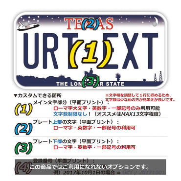 ネームプレート 【小・自転車用】テキサス/オリジナルアメリカナンバープレート