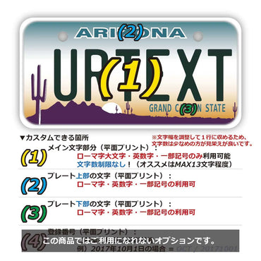 ネームプレート 【ミニ】アリゾナ/オリジナルアメリカナンバープレート