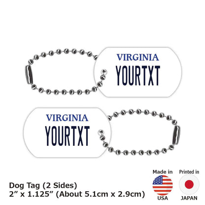 【ドッグタグ】バージニア/オリジナルアメリカナンバープレート型 キーホルダー PL8HERO