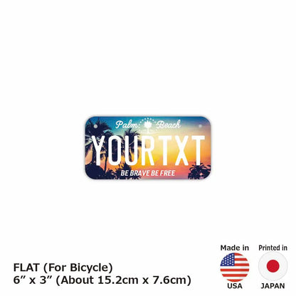 【小・自転車用】ヤシの木・サンセット/オリジナルアメリカナンバープレート PL8HERO