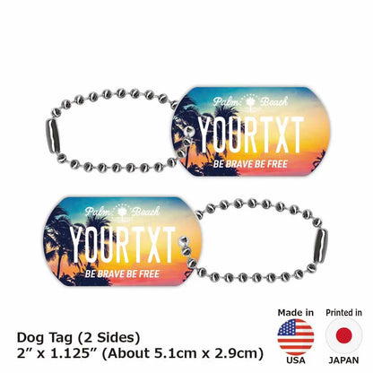 【ドッグタグ】ヤシの木・サンセット/オリジナルアメリカナンバープレート型 キーホルダー PL8HERO