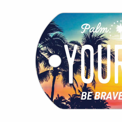 【ドッグタグ】ヤシの木・サンセット/オリジナルアメリカナンバープレート型 キーホルダー PL8HERO