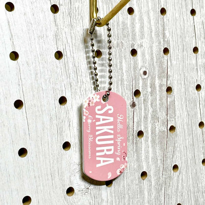 【ドッグタグ】サクラ/オリジナルアメリカナンバープレート型 キーホルダー PL8HERO