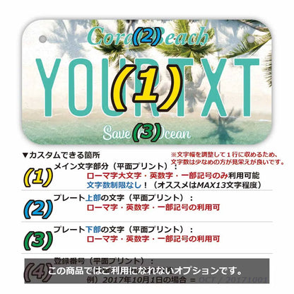 【小・自転車用】ヤシの木・コーラルビーチ/オリジナルアメリカナンバープレート PL8HERO