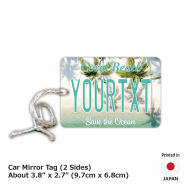 [Mirror Tag] Palm Tree / Coral Beach / Original American License Plate Type Air Freshener