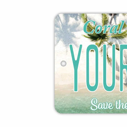 【ミラータグ】ヤシの木・コーラルビーチ/オリジナルアメリカナンバープレート型エアフレッシュナー PL8HERO