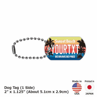 【犬用迷子札・ドッグタグ】ヤシの木・グラデーション/オリジナルアメリカナンバープレート型 名入れキーホルダー