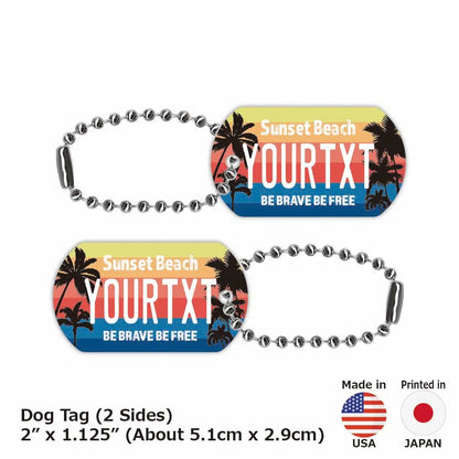 【ドッグタグ】ヤシの木・グラデーション/オリジナルアメリカナンバープレート型 キーホルダー PL8HERO