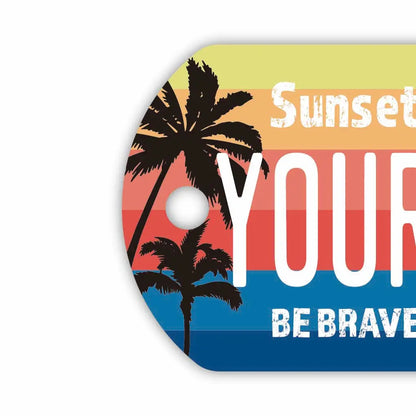 【ドッグタグ】ヤシの木・グラデーション/オリジナルアメリカナンバープレート型 キーホルダー PL8HERO