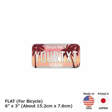 [Small / Bicycle] Palm Tree / Ocean Sunset / Original American License Plate