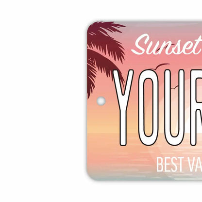 【ミラータグ】ヤシの木・オーシャンサンセット/オリジナルアメリカナンバープレート型エアフレッシュナー PL8HERO