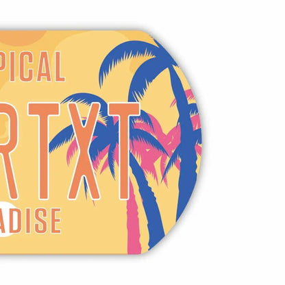 【ドッグタグ】ヤシの木・サンセットパラダイス/オリジナルアメリカナンバープレート型 キーホルダー PL8HERO