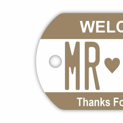 【ドッグタグ】カラー・ベージュ/オリジナルアメリカナンバープレート型 キーホルダー PL8HERO