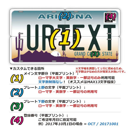 【マルチプレート】アリゾナ/オリジナルアメリカナンバープレート PL8HERO