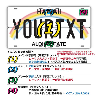 【マルチプレート】ハワイ・レインボー/オリジナルアメリカナンバープレート PL8HERO