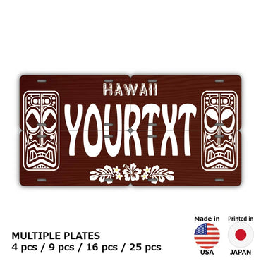 [Multi Plate] Hawaii Tiki Wood Grain / Original American License Plate