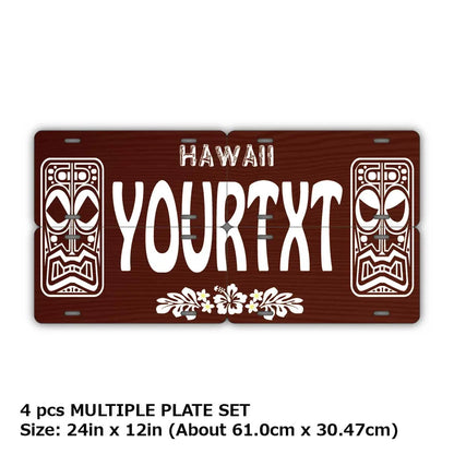 【マルチプレート】ハワイ・ティキ木目/オリジナルアメリカナンバープレート PL8HERO