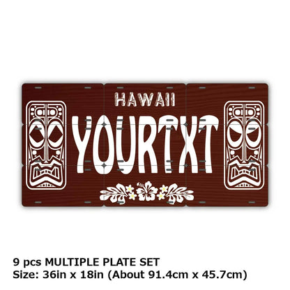 【マルチプレート】ハワイ・ティキ木目/オリジナルアメリカナンバープレート PL8HERO