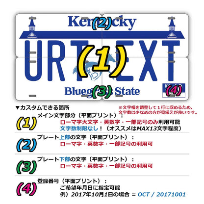 【マルチプレート】ケンタッキー/オリジナルアメリカナンバープレート PL8HERO