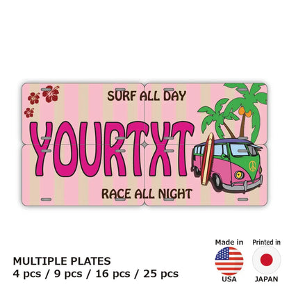 【マルチプレート】ワーゲンバス・ピンク/オリジナルアメリカナンバープレート PL8HERO