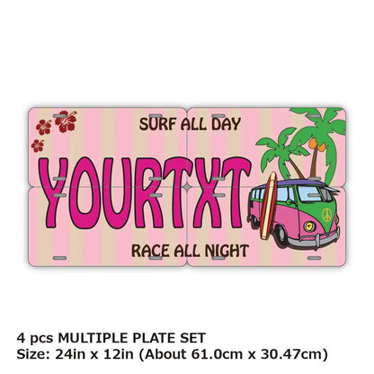 【マルチプレート】ワーゲンバス・ピンク/オリジナルアメリカナンバープレート PL8HERO