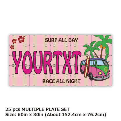 【マルチプレート】ワーゲンバス・ピンク/オリジナルアメリカナンバープレート PL8HERO