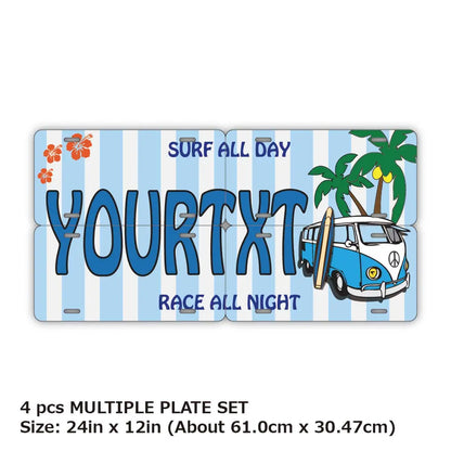 【マルチプレート】ワーゲンバス・ブルー/オリジナルアメリカナンバープレート PL8HERO