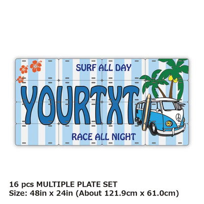 【マルチプレート】ワーゲンバス・ブルー/オリジナルアメリカナンバープレート PL8HERO